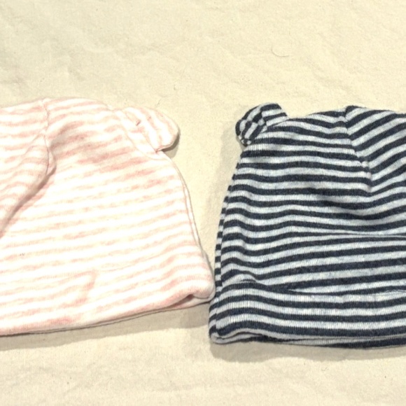 Gap baby first favorite stripe bear hats 0-3 months, set of 2 - Picture 12 of 15